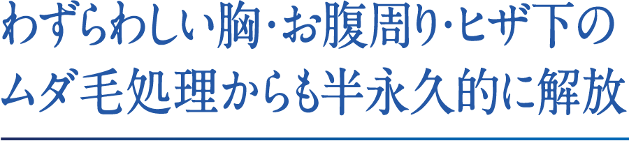 わずらわしい胸・お腹周り・ヒザ下のムダ毛処理からも半永久的に解放