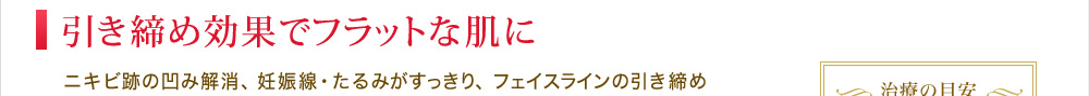 引き締め効果でフラットな肌に ニキビ跡の凹み解消、妊娠線・たるみがすっきり、フェイスラインの引き締め